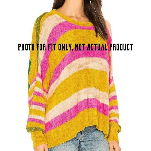 Free People Oversized Stripe Sweater Size Small Slouchy All About You Chenille - Picture 7 of 16